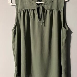 Ann Taylor Olive Green Tie-Neck Sleeveless Camisole